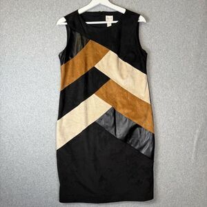 Chicos Womens Size 0.5 US XS Faux Leather & Suede Sheath Dress